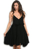 Sleeveless V-neck Ruffle Detail Pom Pom Trim W Black Tunic Dress Size M